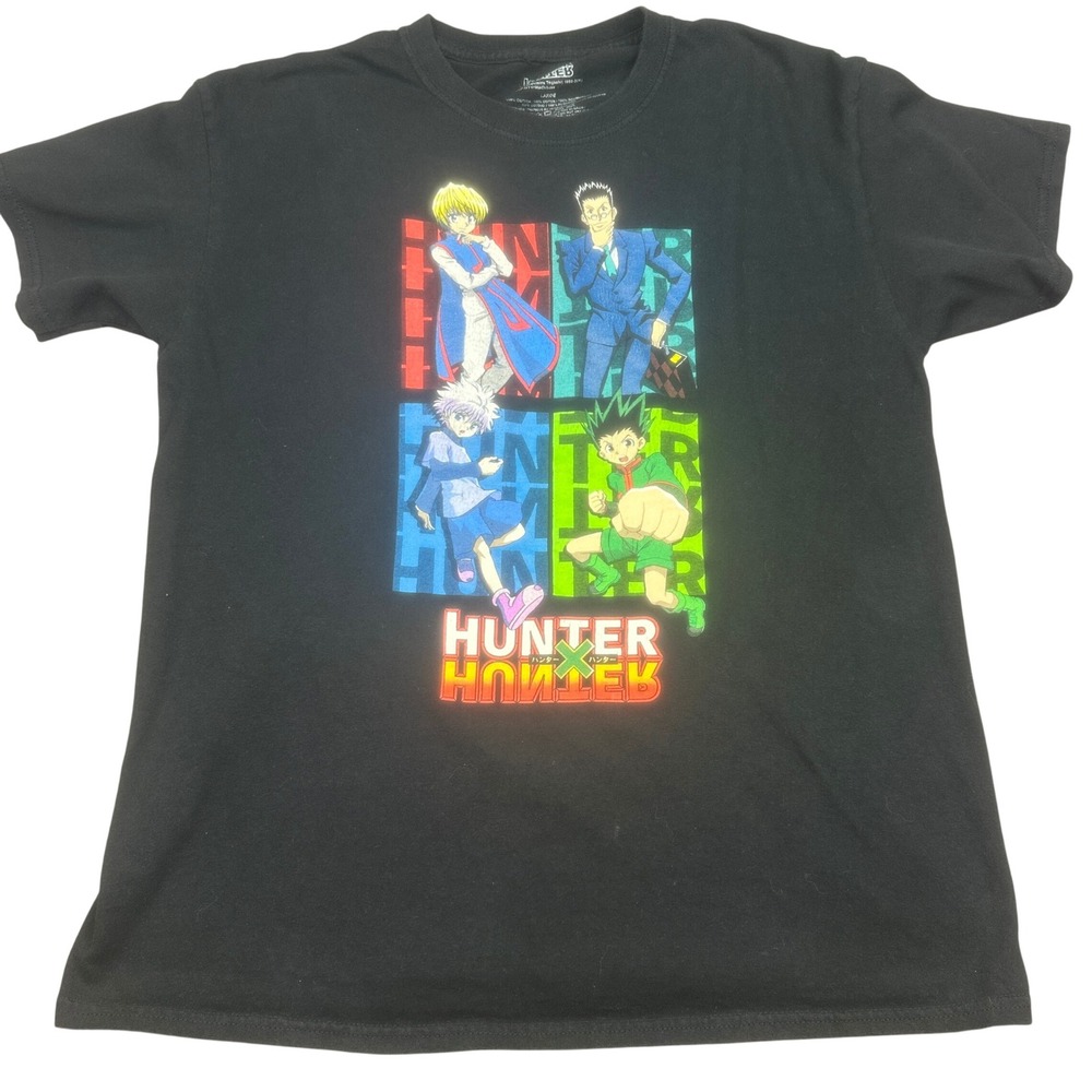 Hunter x Hunter Mens Graphic Anime TShirt Large Black Gon Killua Kurapika Leorio